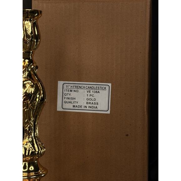 Solid Brass Candlestick Pair 10” Heavy Gold Finish Vintage French Style - Picture 14 of 14